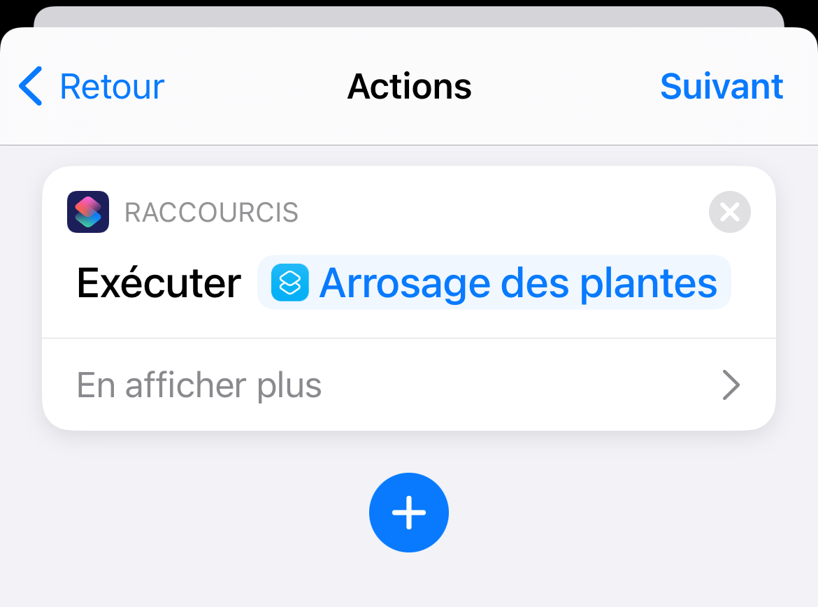 Action de l'automatisation sur "Executer un raccourci"